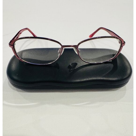 EUC Elle Womens Designer Glasses EL13344 Burgundy Oval Frame 51-16-135mm - Picture 2 of 8